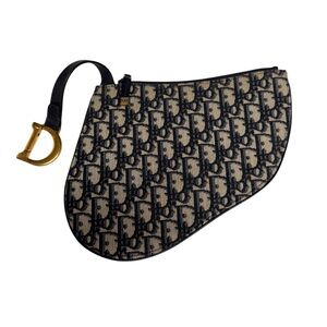 Dior Navy Trotter Monogram Luxury GHW Saddle Pouch